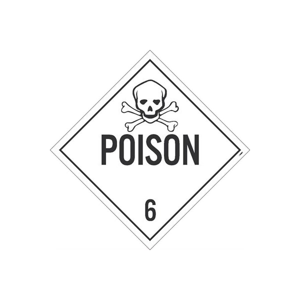 Nmc Poison 6 Dot Placard Sign, Pk25, Material: Pressure Sensitive Removable Vinyl .0045 DL8PR25 - main